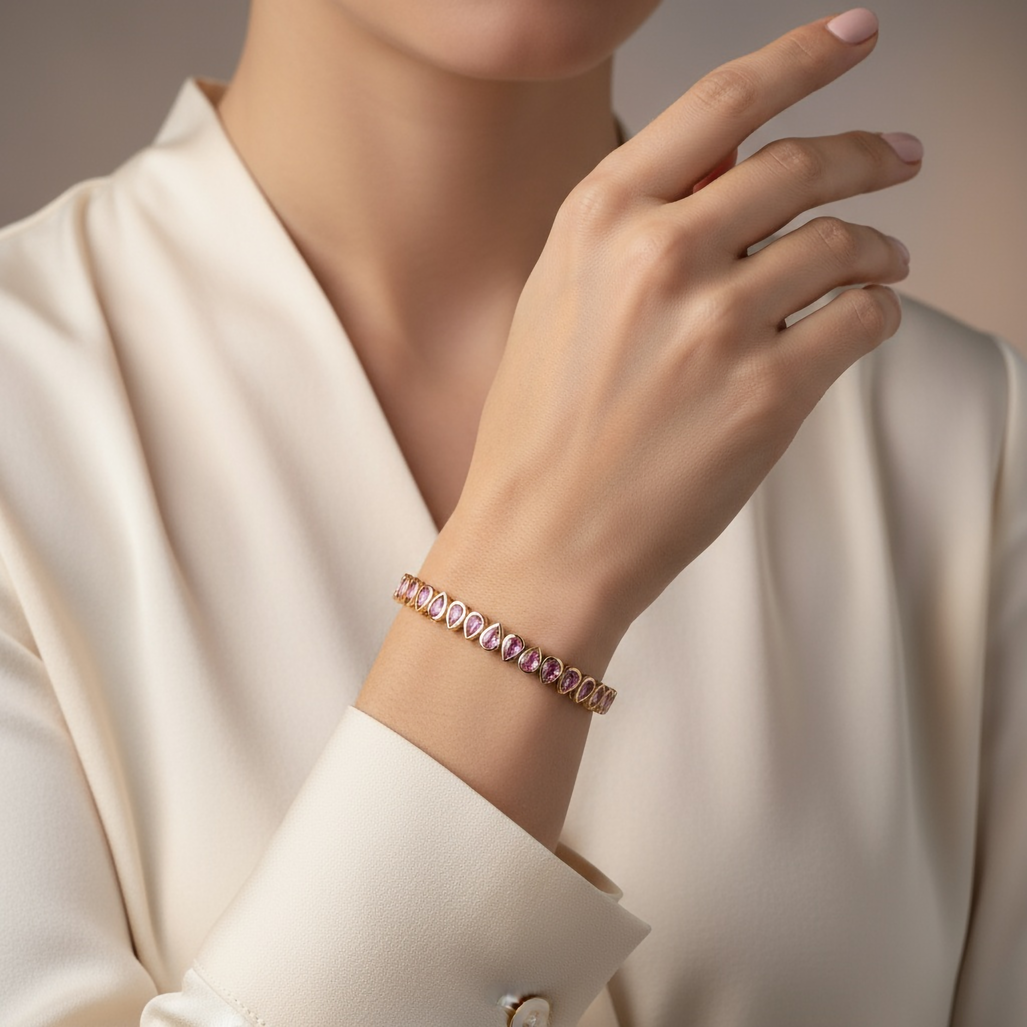 Virtual try-on image of the gold bracelet