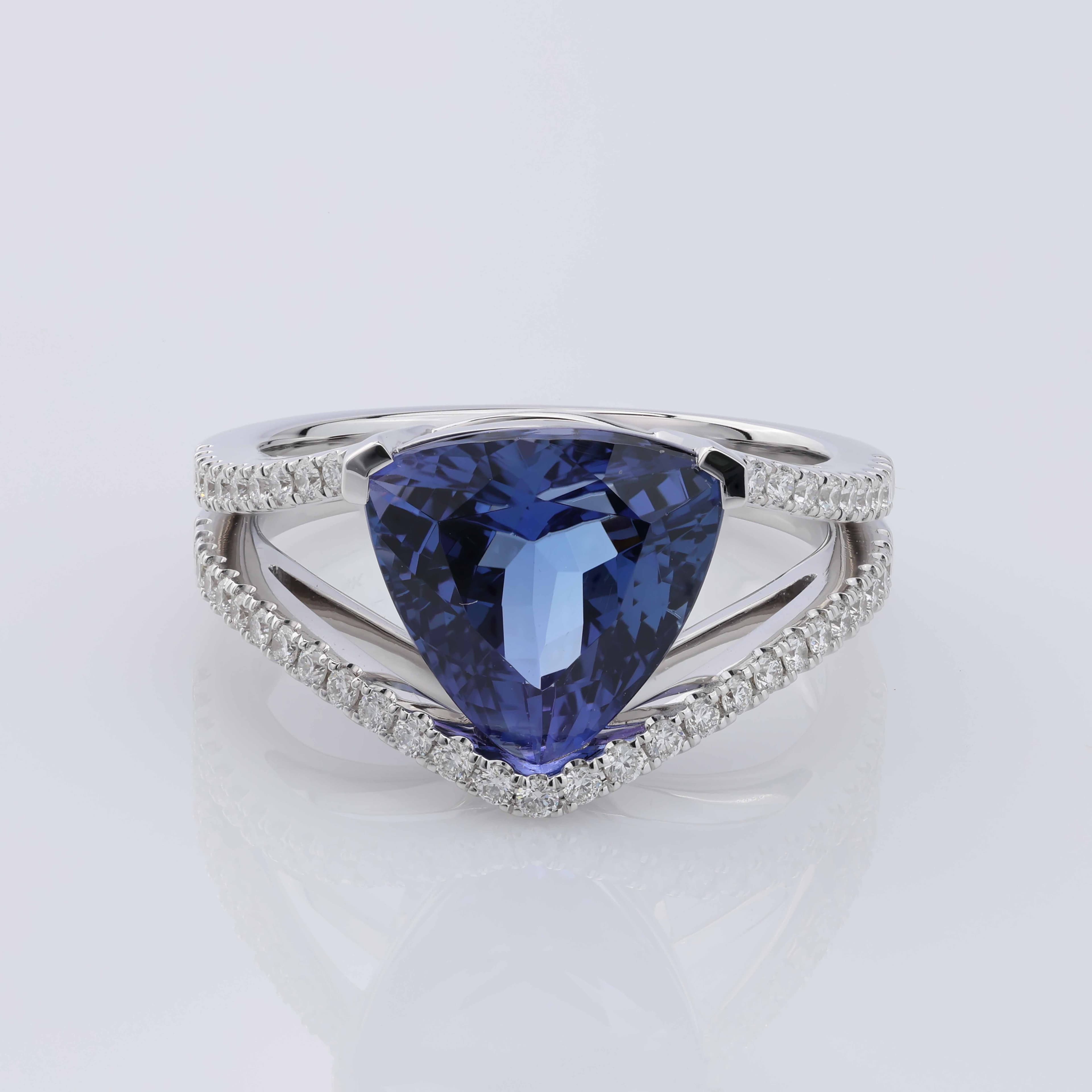 Blue gemstone ring photo before color correction