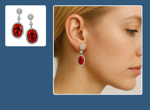 Earrings Try-On Studio — Present earrings on the ear, not on a card